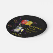 リタイアお祝いきらめくワインブラック ペーパープレート (アングル)