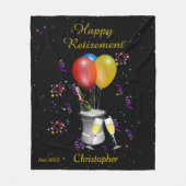 リタイアきらめくルワインお祝い フリースブランケット (正面)