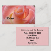 リタイアした名刺ピンクのローズフローラ 退職した 名刺 (正面/裏面)