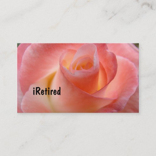 リタイアした名刺ピンクのローズフローラ 退職した 名刺 (正面)