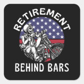 リタイアアフターバーおもしろいバイク スクエアシール (正面)