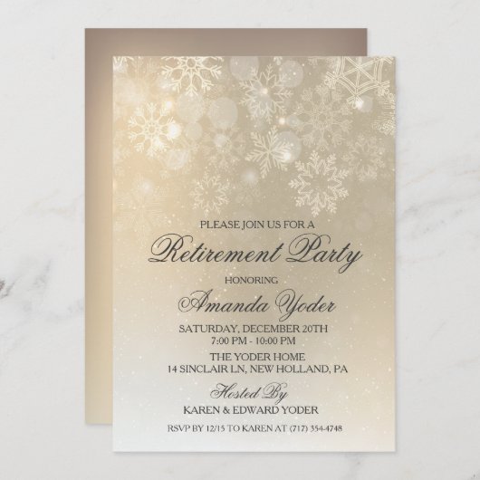 リタイアウィンタースノーフレーク招待状 招待状 (正面/裏面)