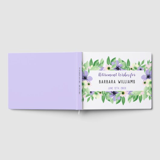 リタイアウェイズラベンダーウォーターカラーフローラ ゲストブック (全面)