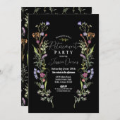 リタイアウォメンズワイルドフラワーズフローラディティダークブルー 招待状 (正面/裏面)