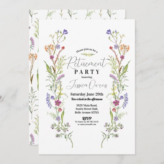 リタイアウォメンズワイルドフラワーズフローラディティ 招待状 (正面/裏面)