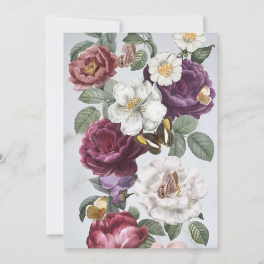 リタイアウォメンズ開花バタフライフローラヴィンテージ 招待状 (裏面)