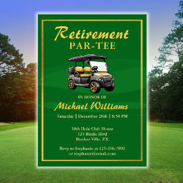 リタイアエレガントルゴルフテーマカートグリーン金ゴールド 招待状