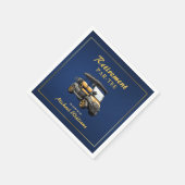 リタイアエレガントルゴルフテーマカートブルー金ゴールド スタンダードカクテルナプキン (角)