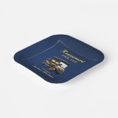 リタイアエレガントルゴルフテーマカートブルー金ゴールド ペーパープレート (傾斜あり)