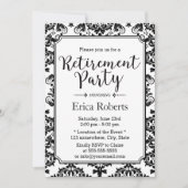 リタイアクラスブラック&ホワイトダマスク 招待状 (正面)