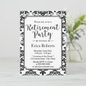 リタイアクラスブラック&ホワイトダマスク 招待状 (スタンド正面)