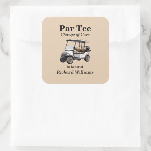 リタイアグレーゴルフカートPar Teeテーマ スクエアシール (バッグ)