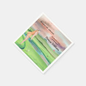 リタイアゴルフの女性がグリーンに揺れ スタンダードカクテルナプキン (角)