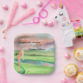 リタイアゴルフの女性がグリーンに揺れ ペーパープレート (パーティー)