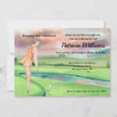 リタイアゴルフの女性がグリーンに揺れ 招待状 (正面)