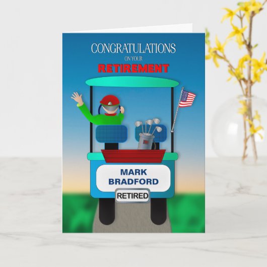 リタイアゴルファー乗用カートおめでとうございます カード (黄色い花)