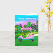 リタイアゴルフカバリヤキングチャールズスパニエル犬 カード (黄色い花)