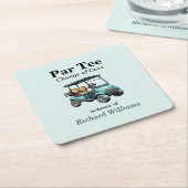 リタイアゴルフカートPar Teeテーマ スクエアペーパーコースター (アングル)