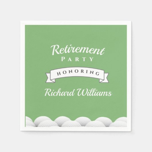 リタイアゴルフゴルフボールフォーマルヴィンテージ スタンダードカクテルナプキン (正面)