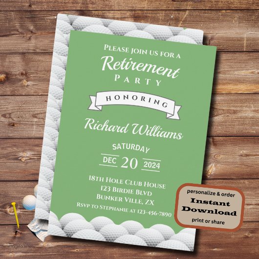 リタイアゴルフゴルフボールフォーマルヴィンテージ 招待状