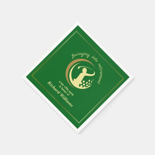 リタイアゴルフパーティークラシックグリーンゴールデンプレーヤー スタンダードカクテルナプキン (角)