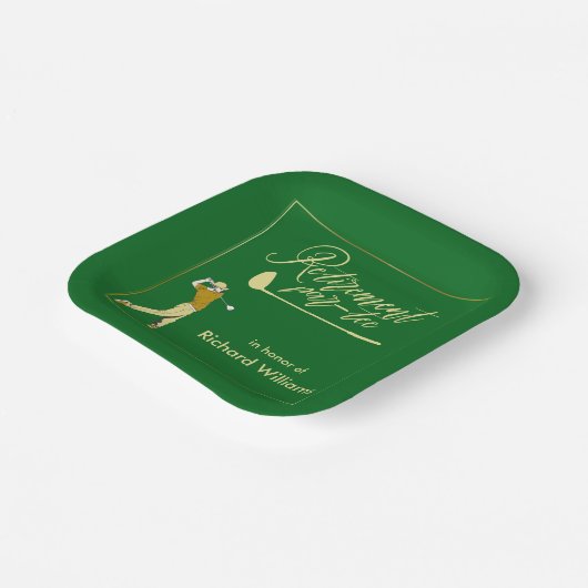 リタイアゴルフパーティークラシックグリーンゴールデンプレーヤー ペーパープレート (傾斜あり)