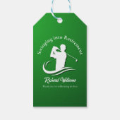 リタイアゴルフプレーモダンヤーのパーティーへのスイング ギフトタグ (裏面)