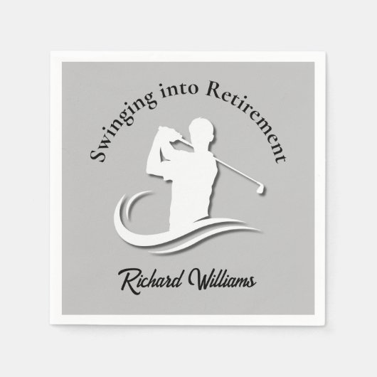 リタイアゴルフプレーモダンヤーのパーティーへのスイング スタンダードカクテルナプキン (正面)