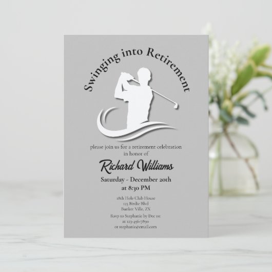 リタイアゴルフプレーモダンヤーのパーティーへのスイング 招待状 (スタンド正面)