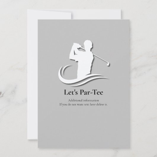 リタイアゴルフプレーモダンヤーのパーティーへのスイング 招待状 (裏面)