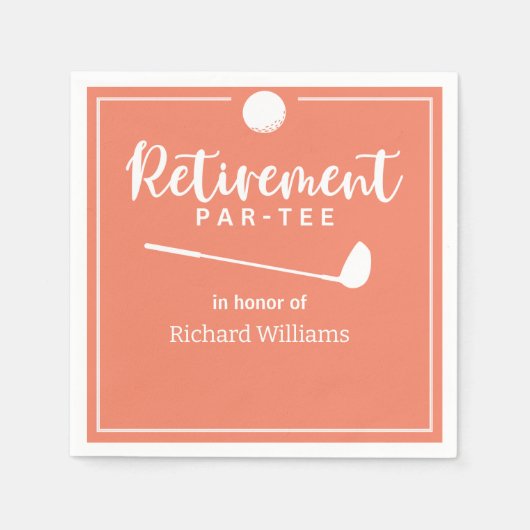 リタイアゴルフボールティーフラッグピーモダンプ スタンダードカクテルナプキン (正面)