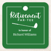 リタイアゴルフボールティーフラッグモダン スクエアペーパーコースター (正面)