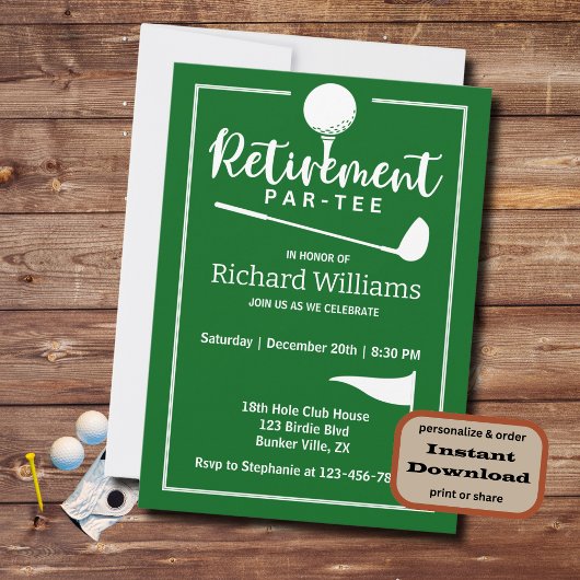 リタイアゴルフボールティーフラッグモダン 招待状