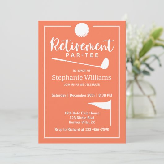 リタイアゴルフボールティーフラッグモダン 招待状 (スタンド正面)