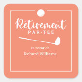リタイアゴルフボールティーモダンフラッグピーチ スクエアシール (正面)