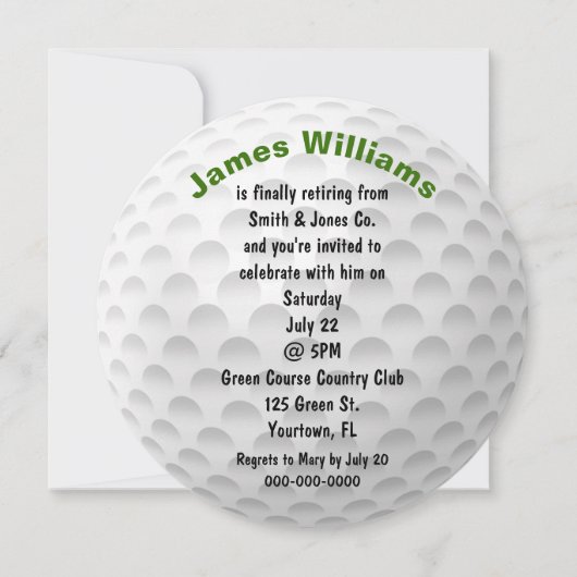 リタイアゴルフボールパーティー招待状 招待状 (正面)
