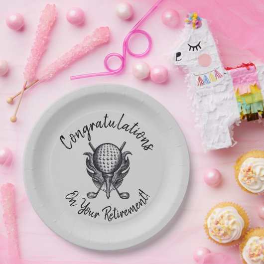 リタイアゴルフボールTeeクラブおめでとう ペーパープレート (パーティー)