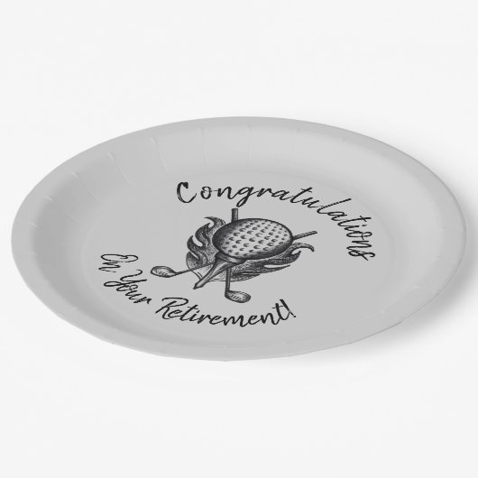 リタイアゴルフボールTeeクラブおめでとう ペーパープレート (アングル)