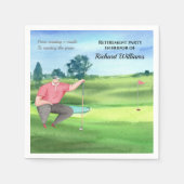 リタイアゴルフマ読ンズザグリーンウォーター色 スタンダードカクテルナプキン (正面)