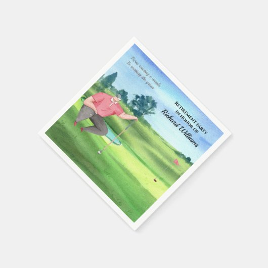 リタイアゴルフマ読ンズザグリーンウォーター色 スタンダードカクテルナプキン (角)