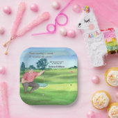 リタイアゴルフマ読ンズザグリーンウォーター色 ペーパープレート (パーティー)