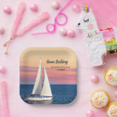 リタイアゴーンセーリングセーリングセーリングボートサンセット海 ペーパープレート (パーティー)