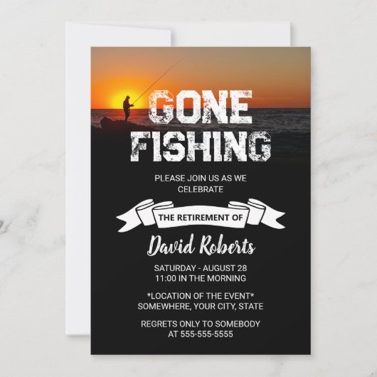リタイアゴーン魚釣りサンセット海魚釣り 招待状 (正面)