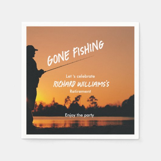リタイアゴーン魚釣りサンセット退職した漁師 スタンダードカクテルナプキン (正面)