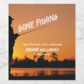 リタイアゴーン魚釣りサンセット退職した漁師 ワインラベル (シングルラベル)