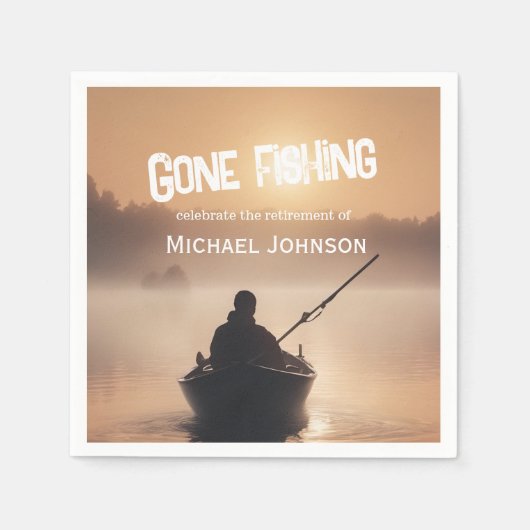 リタイアゴーン魚釣りサンライズ退職した漁師 スタンダードカクテルナプキン (正面)