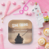 リタイアゴーン魚釣りサンライズ退職した漁師 ペーパープレート (パーティー)