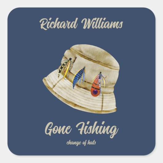 リタイアゴーン魚釣り退職したフィッシャンハット スクエアシール (正面)