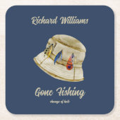 リタイアゴーン魚釣り退職したフィッシャンハット スクエアペーパーコースター (正面)