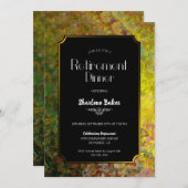 リタイアディナーパーティーブラックと金ゴールド 招待状 (正面/裏面)